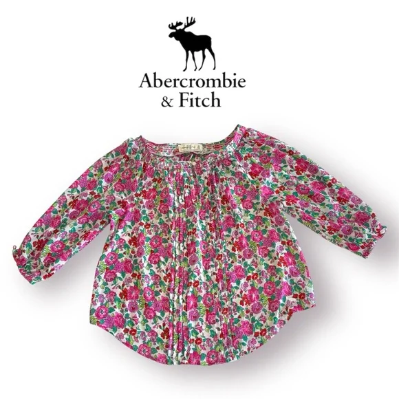 Abercrombie & Fitch Women’s Multicolor Floral 3/4 Sleeved Blouse - Picture 2 of 9